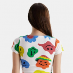 Trippy Smiles Women and Girls All Over Print Short Sleeve Cropped Tops